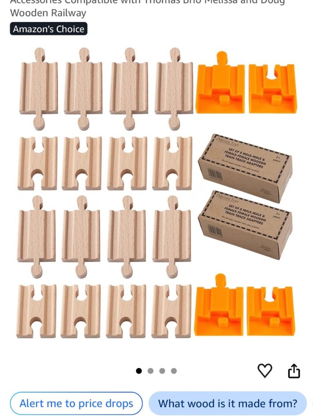 Orbrium Wooden Train Track Adapters 20pc Thomas BRIO Complete Set